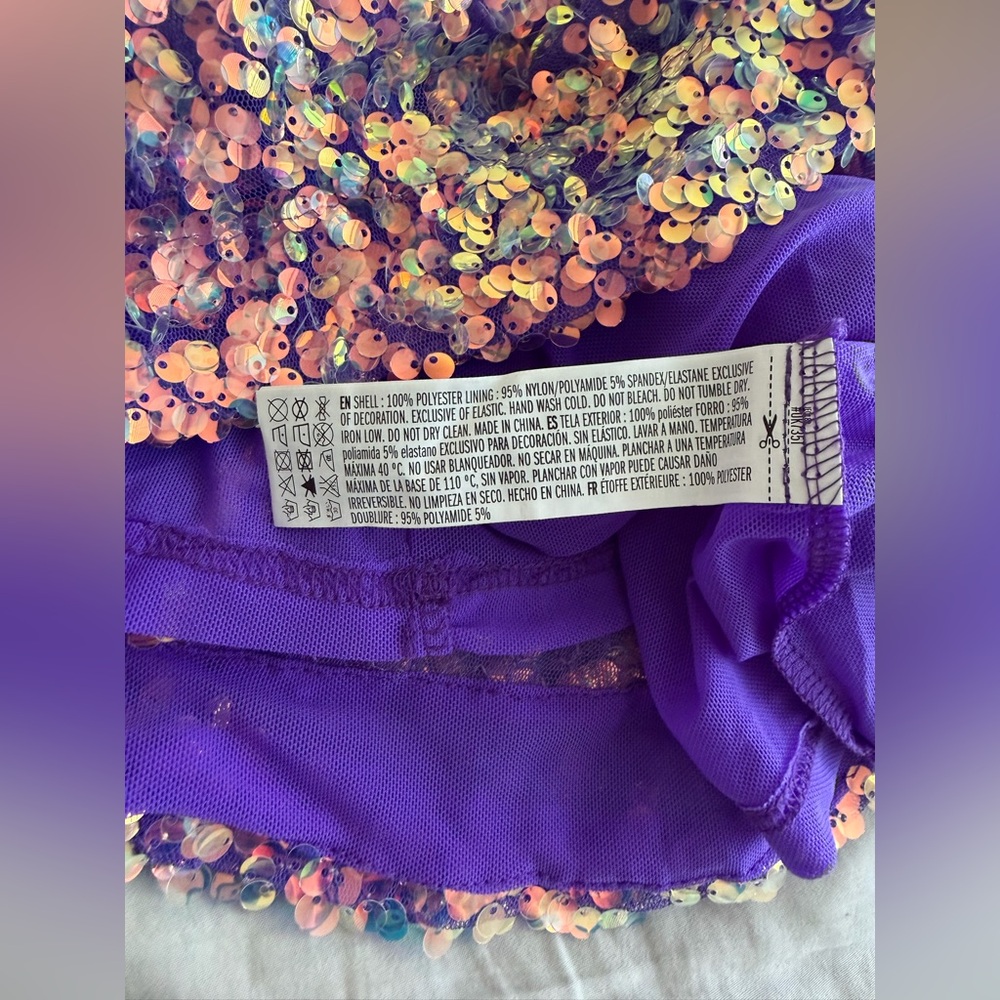 NWT Endless Rose Iridescent Purple Sequin Long Sleeve Top Size L - Picture 7 of 8